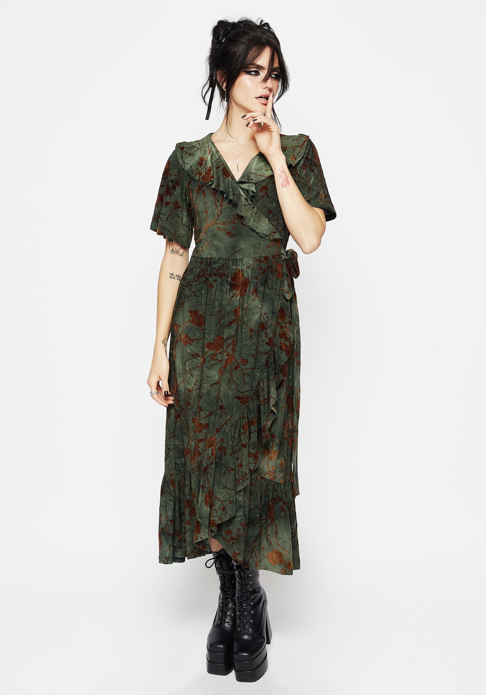 Witchfire Ruffle Midaxi Wrap Dress – Disturbia