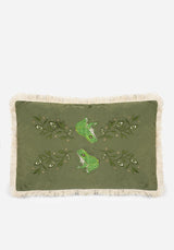 Swamplife Bestickt Velours Rectangle Fringe Kissen