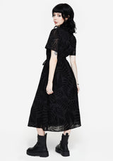 Lunafern Farn Bedruckt Gürtel Midi Hemd Kleid