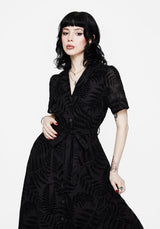 Lunafern Farn Bedruckt Gürtel Midi Hemd Kleid