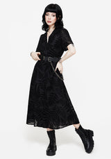 Lunafern Farn Bedruckt Gürtel Midi Hemd Kleid