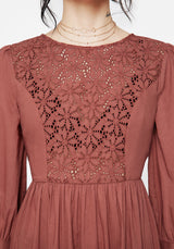 Cavern Baumwolle Broderie Knopf Hoch Midaxi Kleid