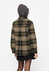 Trellis Kapuze Tasche Prüfen Hemdjacke - Grün