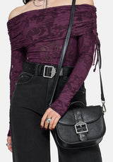 Rosamoth Schnalle Crossbody Satchel Tasche - Schwarz