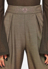 Mystisch Bestickt Turn Hoch Weit Bein Hose