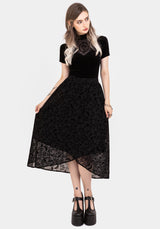 Faustina Beflockt Chiffon Stehkragen Wickel Midaxi Rock