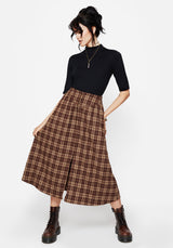 Milo Check Button Down Front Split Midi Skirt