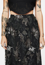 Estrid Bestickt Mesh Midaxi Rock - Silber