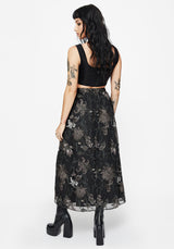 Estrid Bestickt Mesh Midaxi Rock - Silber