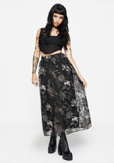 Estrid Bestickt Mesh Midaxi Rock - Silber