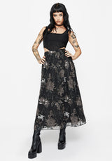 Estrid Bestickt Mesh Midaxi Rock - Silber