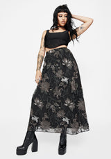 Estrid Bestickt Mesh Midaxi Rock - Silber