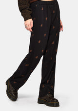 Ruin Farn Braun Embroidery Weit Bein Hose