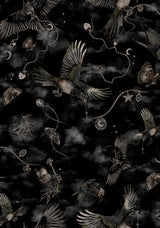Crimson Magpie Und Motte Druck Knopf Hoch Midi Rock