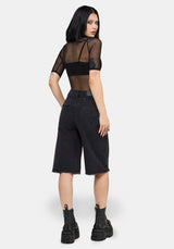 Selin Bestickt Langschnitt Denim Shorts