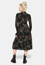 Poison Eden Druck Denim Midi Kleid