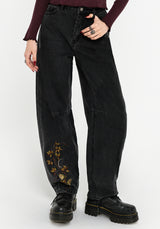 Maleah Embroidered Denim Barrel Jeans