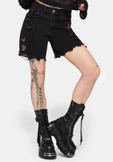 Poison Eden Bestickt Denim Kurz