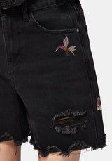 Poison Eden Bestickt Denim Kurz