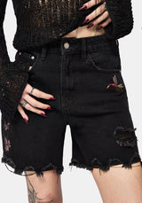 Poison Eden Bestickt Denim Kurz