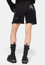 Poison Eden Bestickt Denim Kurz