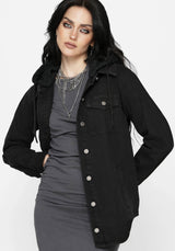 Trellis Kapuze Tasche Denim Hemdjacke