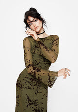 Jael Beflockt Ausgebrannt Midi Kleid