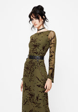 Jael Beflockt Ausgebrannt Midi Kleid