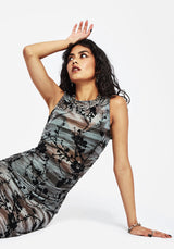 Wytchelm Ärmellos Beflockt Midaxi Kleid - Blau