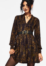 Azazel Schlange Bedruckt Gürtel Mini Kleid