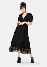 Sorelle Spitze Saum Wickel Midaxi Kleid