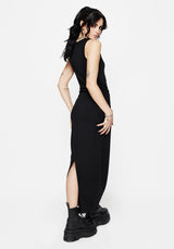 Fright Baumwolle Bestickt Gerafft Side Maxi Kleid