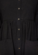 Marigold Baumwolle Knopf Hoch Rüsche Mini Kleid