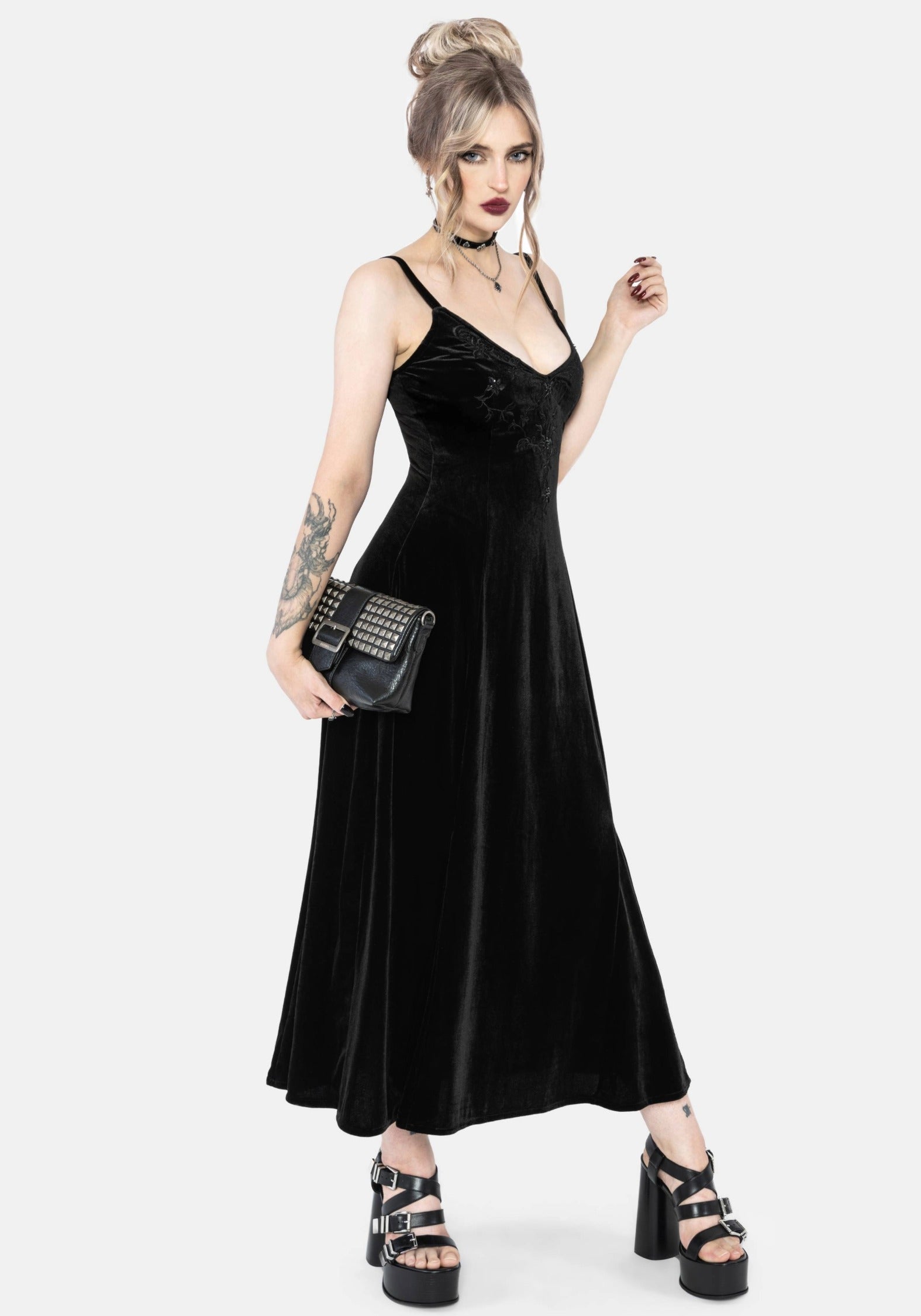Opia Cami Beaded Embroidered Velour Midaxi Dress – Disturbia