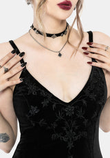 Opia Cami Perlenbesetzt Bestickt Velours Midaxi Kleid