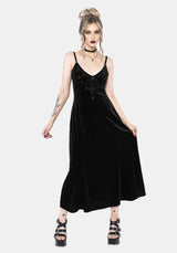 Opia Cami Perlenbesetzt Bestickt Velours Midaxi Kleid