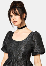 Nocturna Jacquard Scoop Hals Puffball Mini Kleid