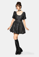 Nocturna Jacquard Scoop Hals Puffball Mini Kleid
