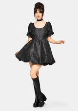 Nocturna Jacquard Scoop Hals Puffball Mini Kleid