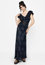 Cassandra Bedruckt Engel Ärmel Maxi Kleid