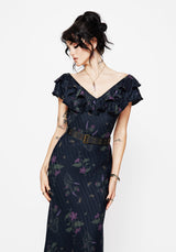 Cassandra Bedruckt Engel Ärmel Maxi Kleid