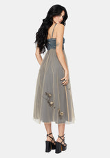 Whim Drache Bestickt Tüll Midaxi Kleid