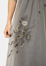 Whim Drache Bestickt Tüll Midaxi Kleid