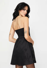 Muse Drache Embroidery Strapless Mini Kleid