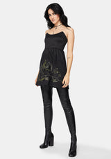 Muse Drache Embroidery Strapless Mini Kleid