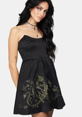 Muse Drache Embroidery Strapless Mini Kleid