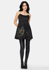 Muse Drache Embroidery Strapless Mini Kleid