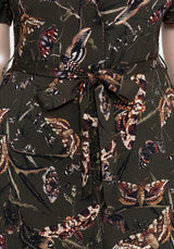 Whispen Moth Print Midi Shirt Dress