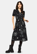 Elise Celestial Druck Puffärmel Ärmel Midaxi Hemd Kleid