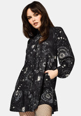 Elise Celestial Print Mini Shirt Dress EU 38